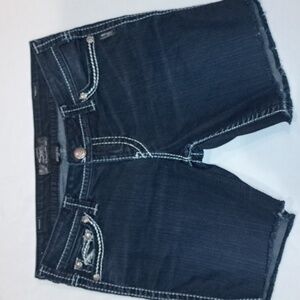 Women's Silver Cut Off Jeans. Dark Wash. Size 30. Frances Style.